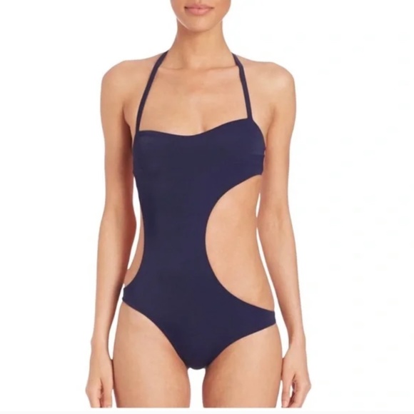 L’AGENT by Agent Provocateur Agata Navy One Piece Cut Out Open Back Swimsuit - Picture 2 of 3
